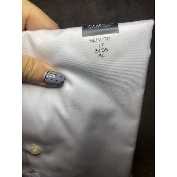 New Kenneth Cole AWEARness Essentials Slim Fit White Button Down, Size XL - Picture 4 of 4